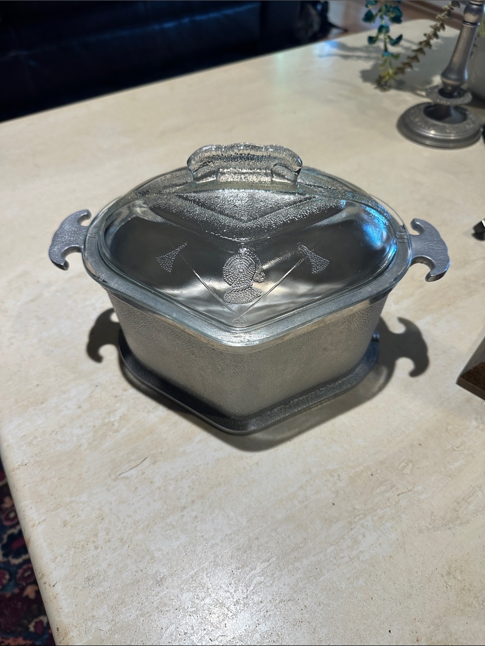 Vintage Pewter Platter - Gray Service Mark